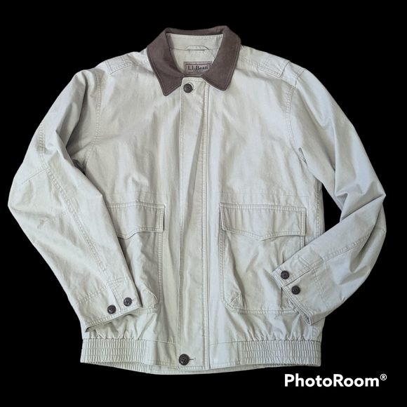 L.L. Bean Other - VTG. L.L. Bean Leather Collared Khaki Jacket Coat Stock# OPL15. Men's Med Tall